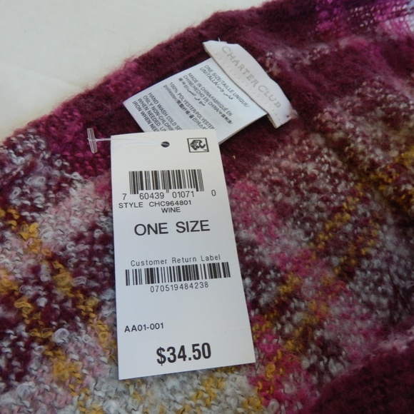 Charter Club Boucle Plaid Infinity Scarf New 34.50 - Picture 6 of 7